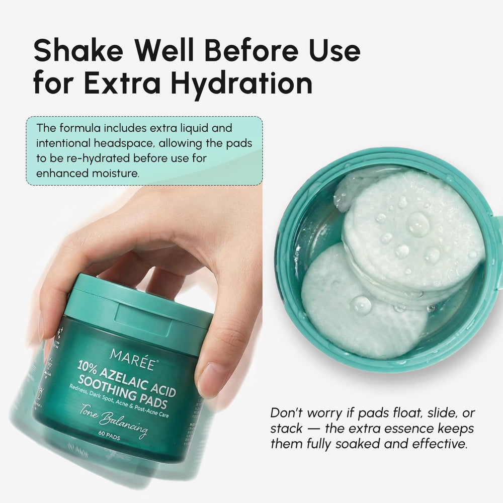 MAREE daily skin-care routine setup with pads and bottle.