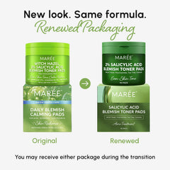 MAREE daily toner pads in use provide gentle exfoliation and refreshment.