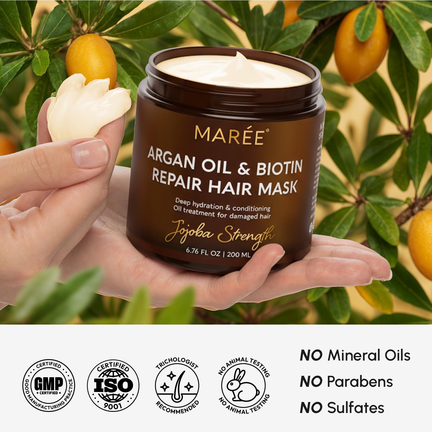 MAREE Deep Conditioning Mask dry hair before and after texture improvement.