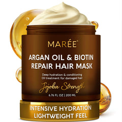 MAREE Deep Conditioning Mask packaging showcases premium formula for dry, damaged hair.