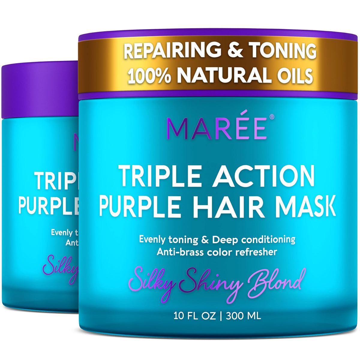 MAREE purple hair mask bottle showing salon-grade toning for brassy blonde hair