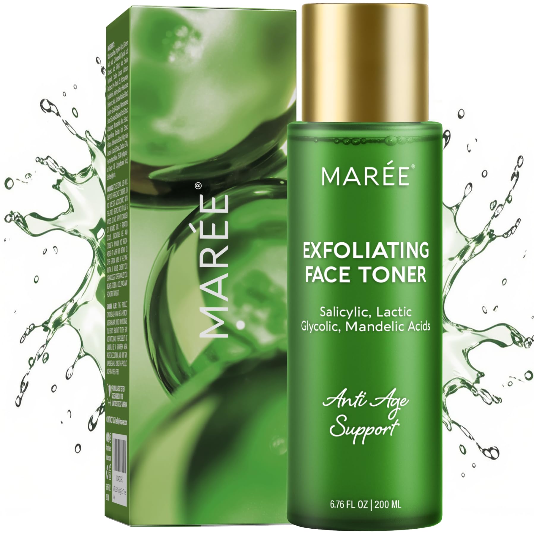 MAREE Exfoliating Toner bottle focus on salicylic acid for smoother skin