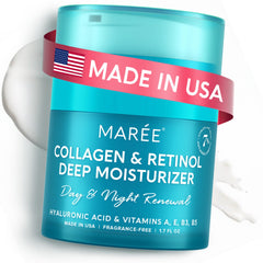 MAREE Face Moisturizer bottle close-up with retinol for daily anti-aging care