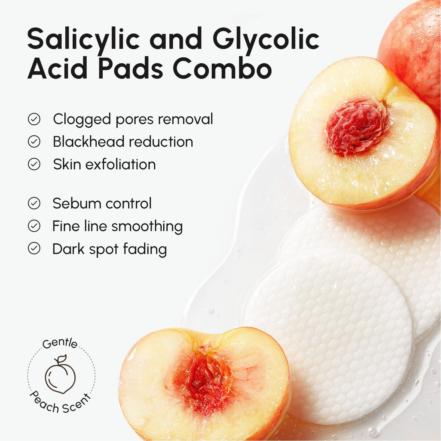 MAREE Glycolic pads 2% salicylic acid image emphasizes pore unclogging and oil balance.