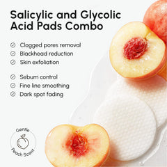 MAREE Glycolic pads 2% salicylic acid image emphasizes pore unclogging and oil balance.