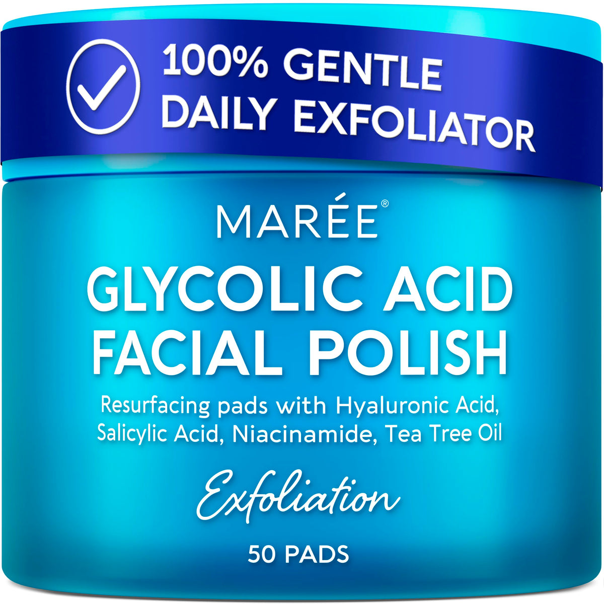 MAREE Glycolic Acid Pads packaging highlighting at-home exfoliation benefits