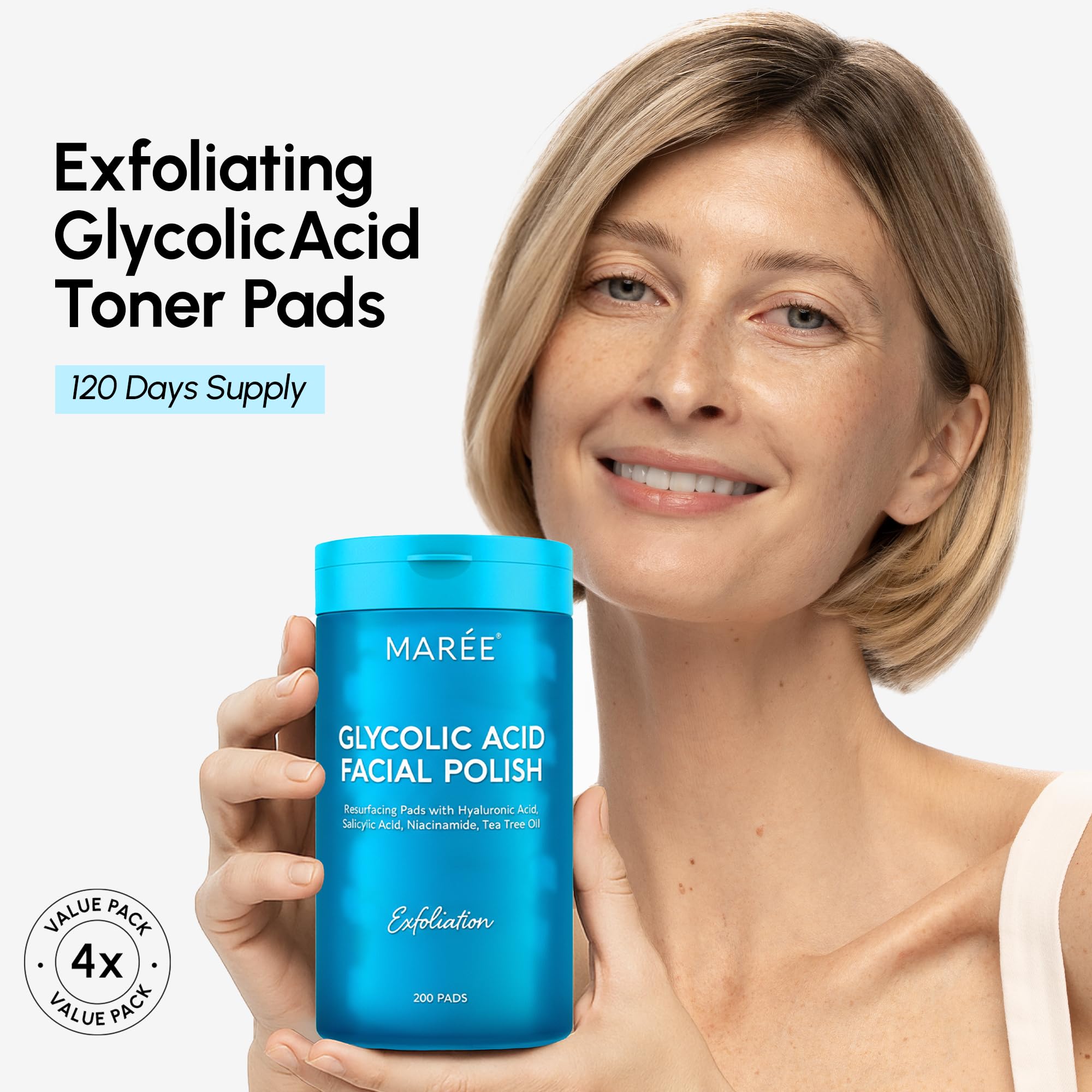 MAREE Glycolic Pads Exfoliation Boost showing smoother texture