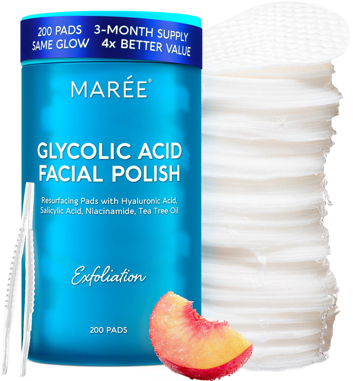 MAREE Glycolic Pads Face Cleanse in use for refreshed skin and gentle exfoliation