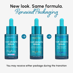 MAREE Hair Growth Serum pump closeup shows smooth application for quick follicle nourishment.