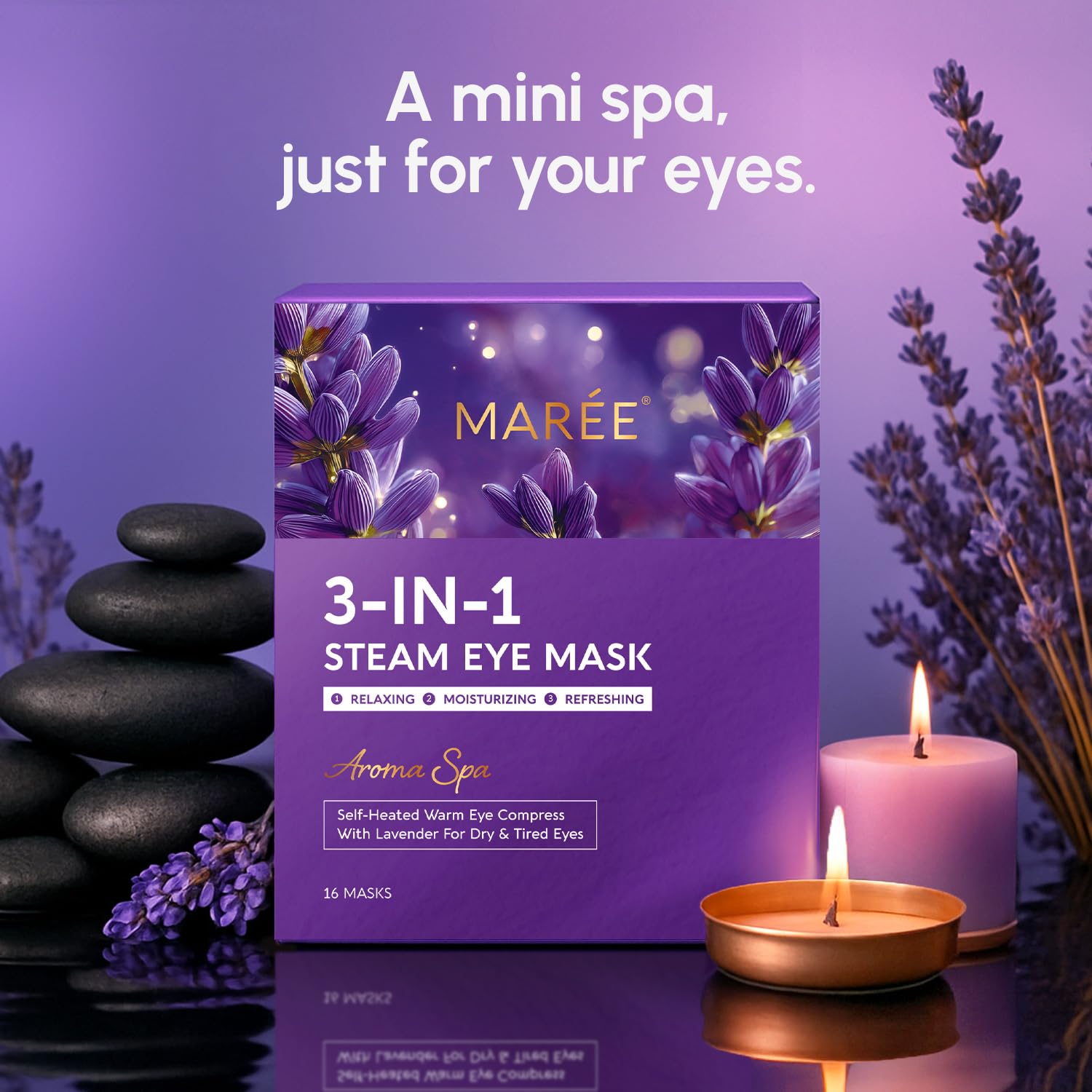 MAREE lavender aromatherapy eye mask in calm spa setting