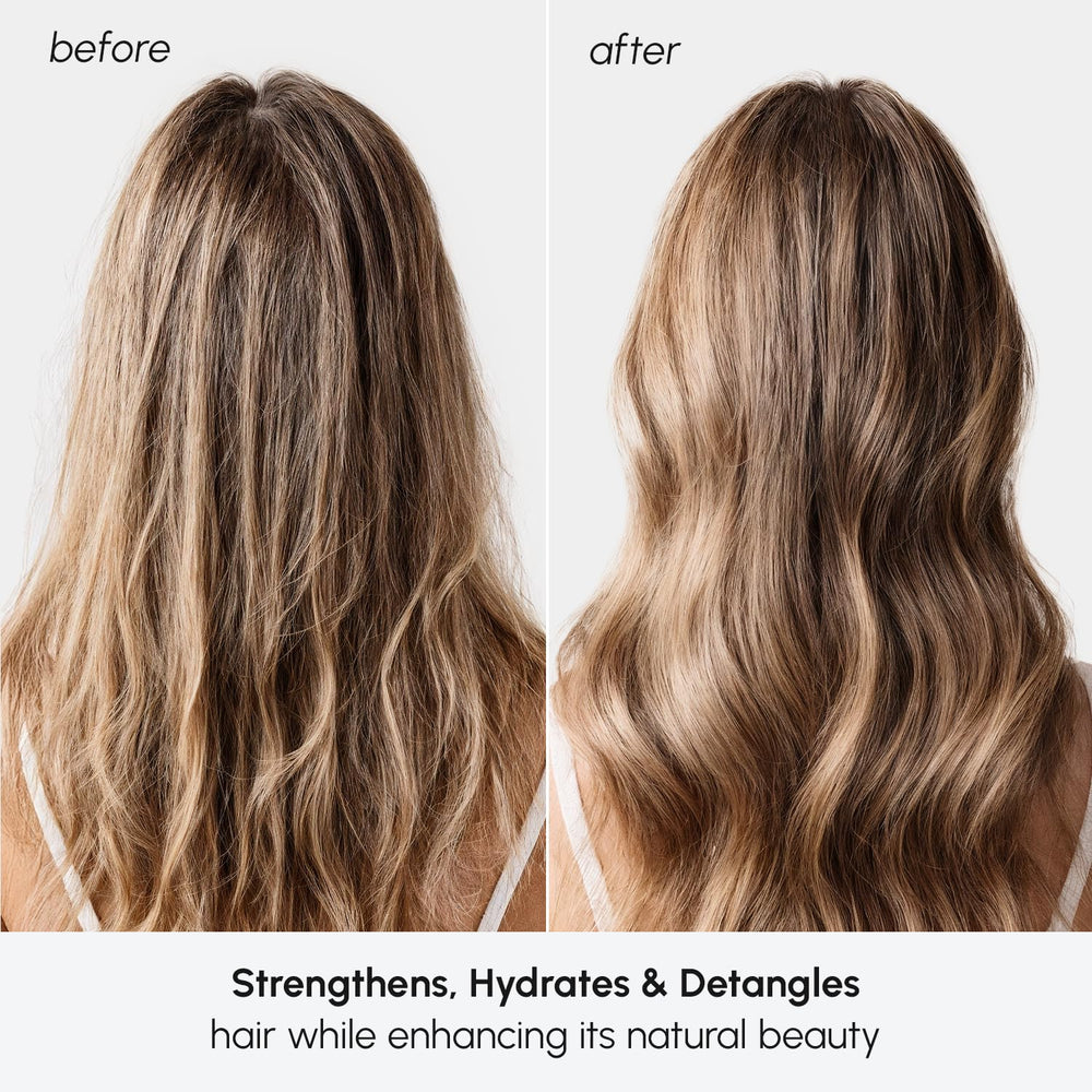 MAREE Leave-In Conditioner on frizz-prone hair for smooth styling.