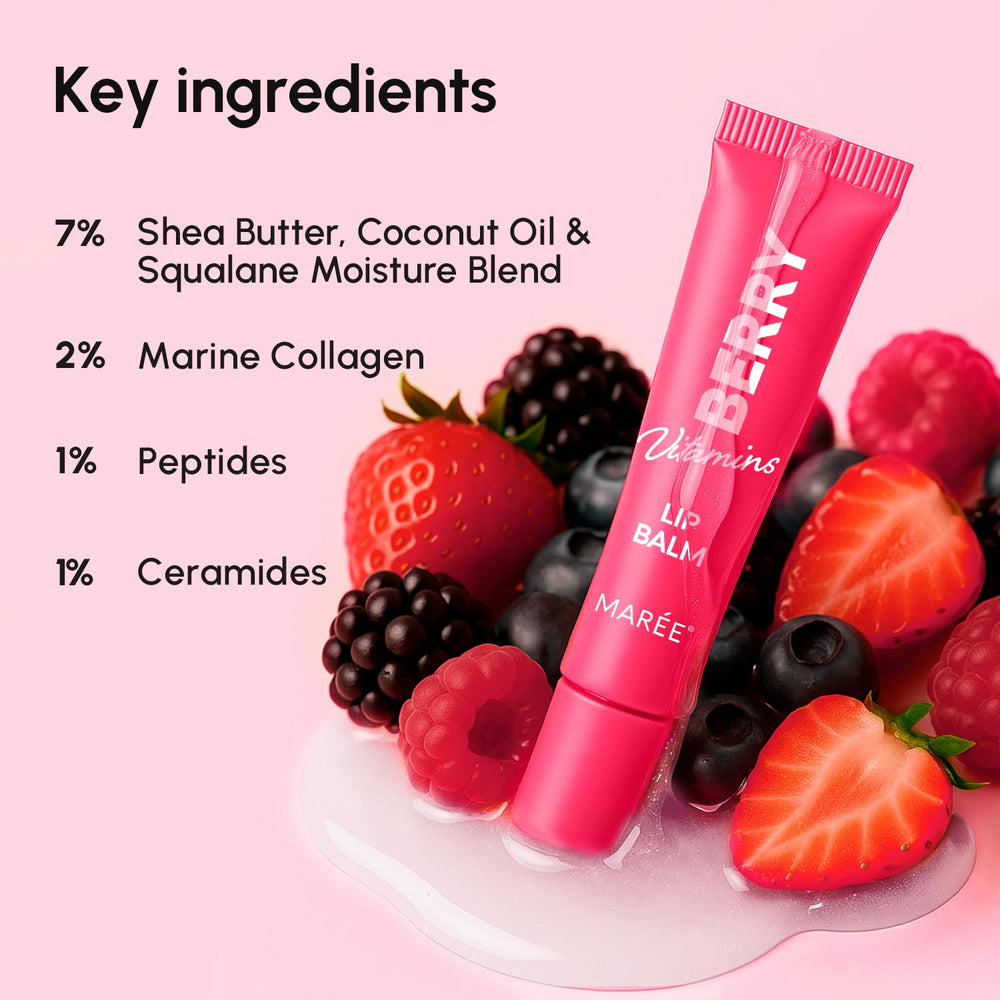 MAREE deeply moisturizing lip balm with peptide care for dry lips.
