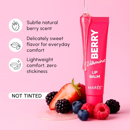 MAREE lip balm in portable squeeze tube for on-the-go moisture.