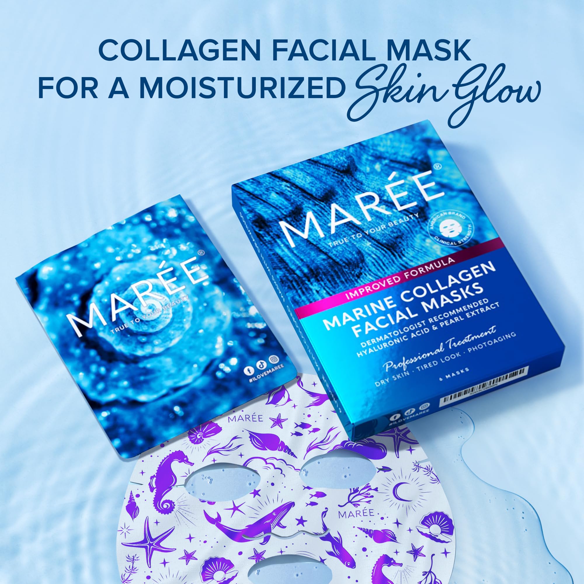 MAREE hidratación diaria con mascarilla facial para piel más fresca.