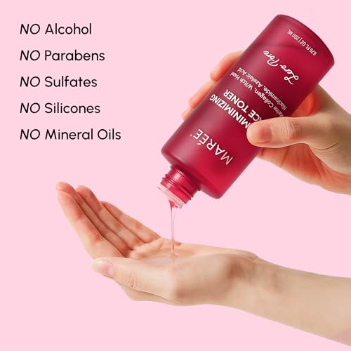 MAREE Pore Minimizer toner label detail emphasizing alcohol-free formula