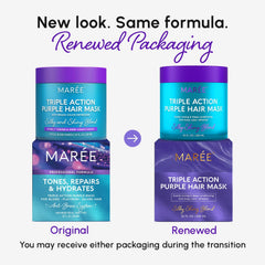 MAREE purple hair mask jar closeup highlighting the rich formula for color-treated hair.