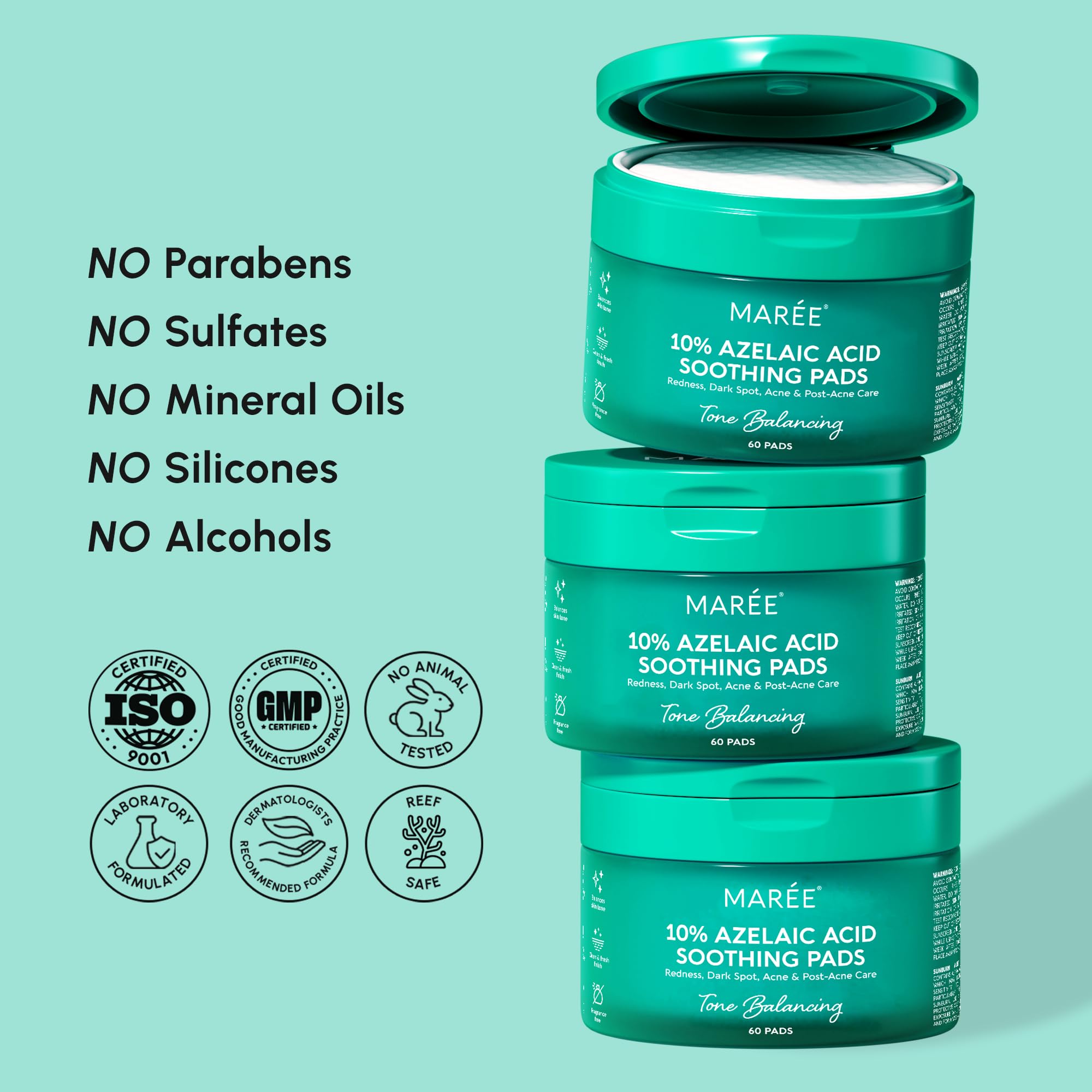 MAREE redness-soothing pad in use signals calming relief.