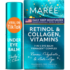MAREE Under Eye Balm Stick with retinol and ceramide being applied to the under-eye area for smoothness
