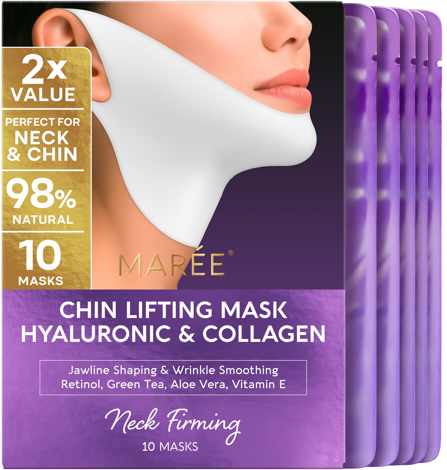 MAREE V Line Lifting Mask on the chin and jawline for a firmer contour.