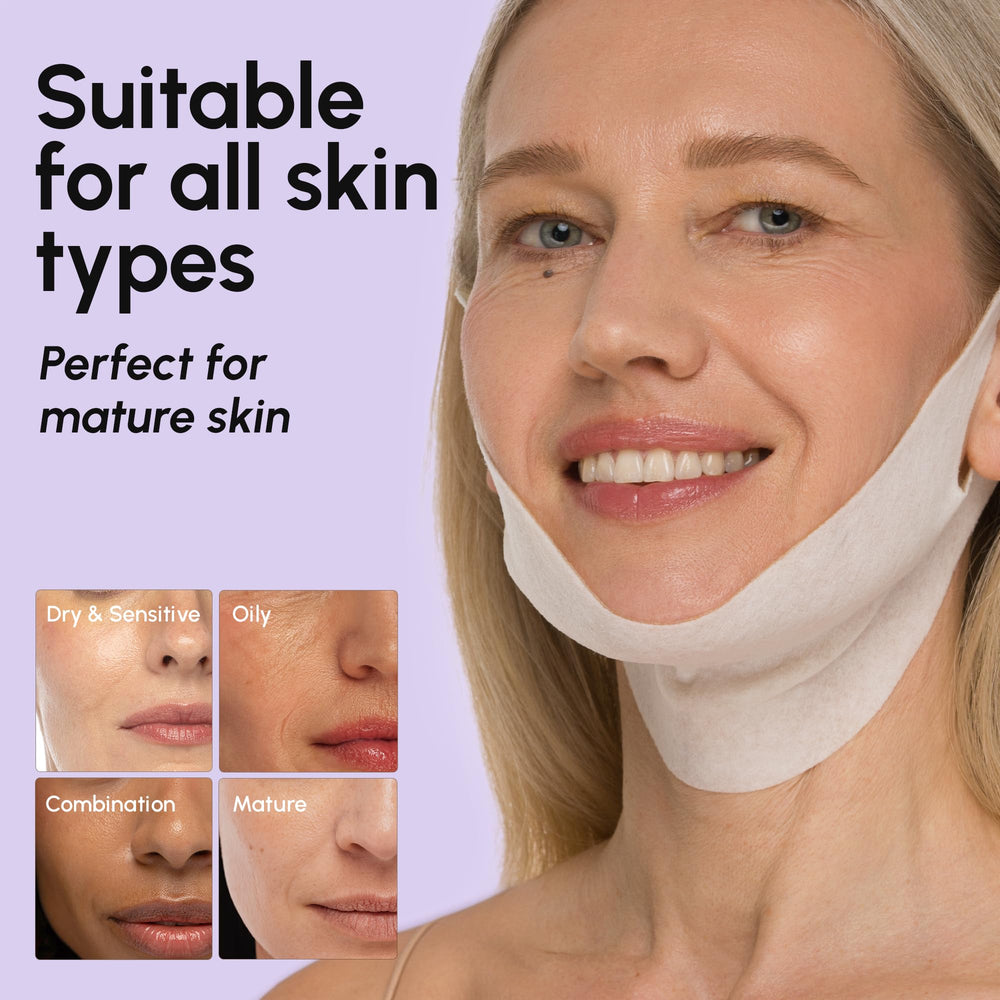 Jawline contour enhancement shown by mask fit.