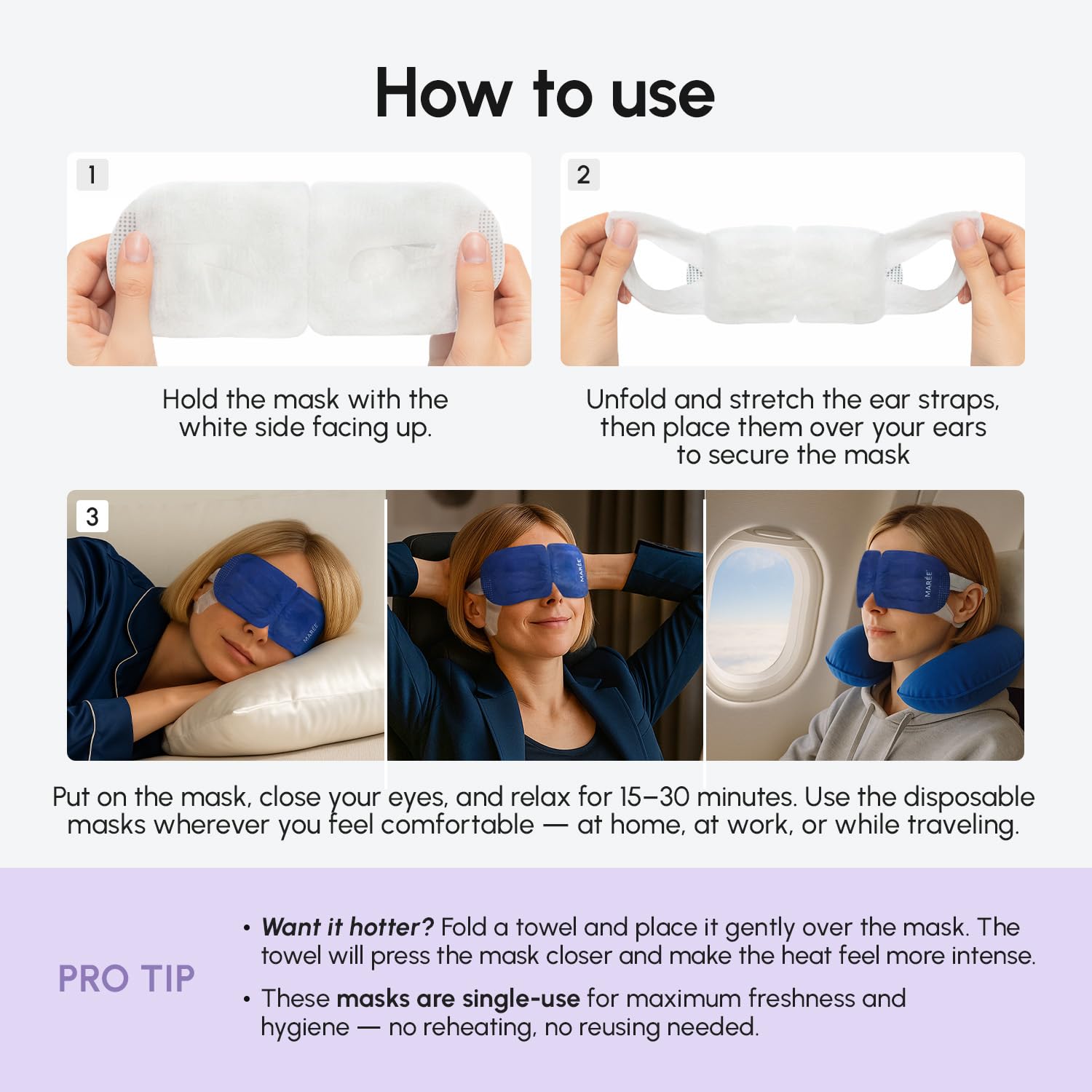 MAREE warm steam eye mask displayed as a cozy gift option