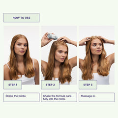 Hair after application showing refreshed roots and light texture