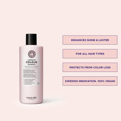 Maria Nila Luminous Colour Shampoo close-up label highlights vegan, sulfate-free formula