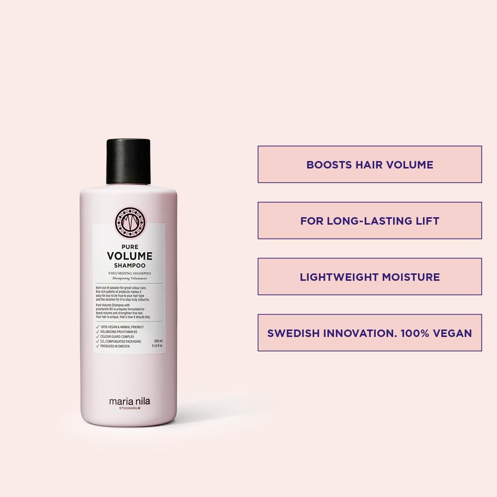 Maria Nila Pure Volume Shampoo pour ensures even distribution during wash