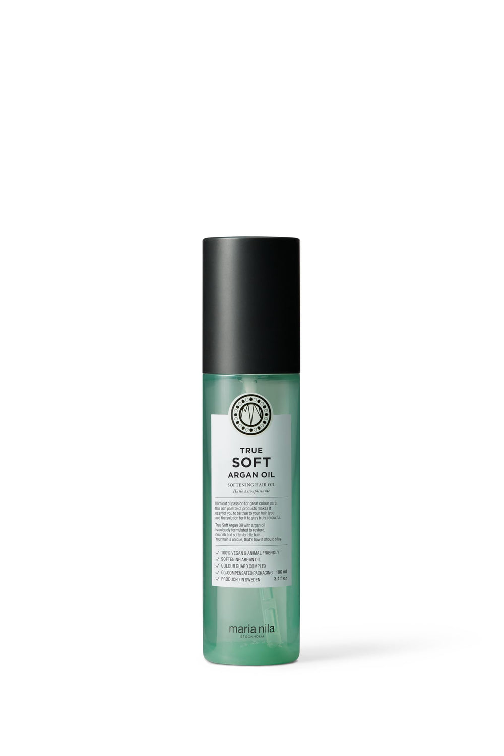 Maria Nila True Soft argan oil bottle with lightweight moisture for dry hair