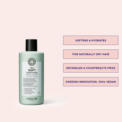 Maria Nila True Soft conditioner texture close-up, creamy formula moisturizes and reduces frizz.
