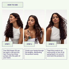 Maria Nila True Soft oil on hair showing silky shine and frizz control