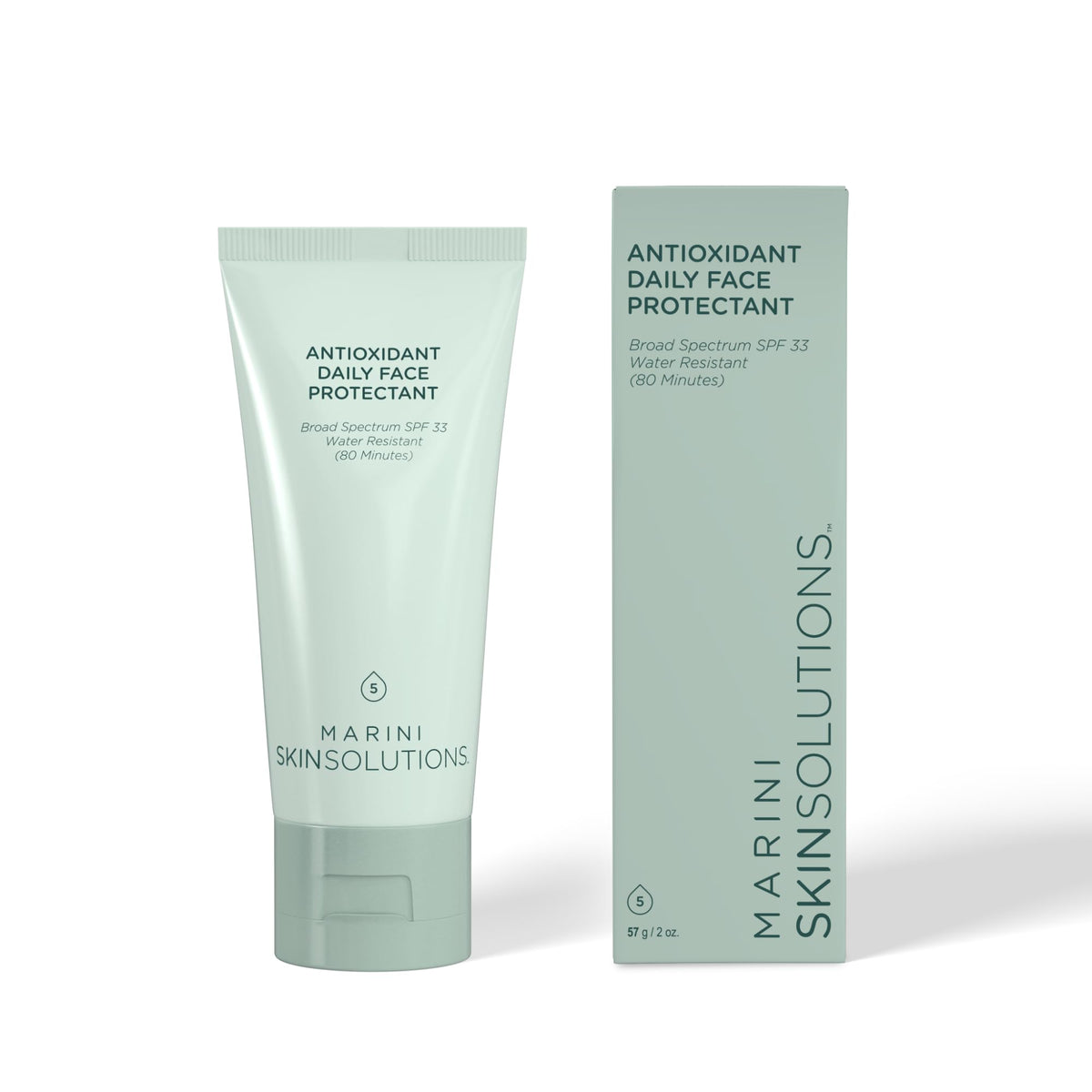 Marini SkinSolutions antioxidant daily face protectant bottle for everyday sun protection.
