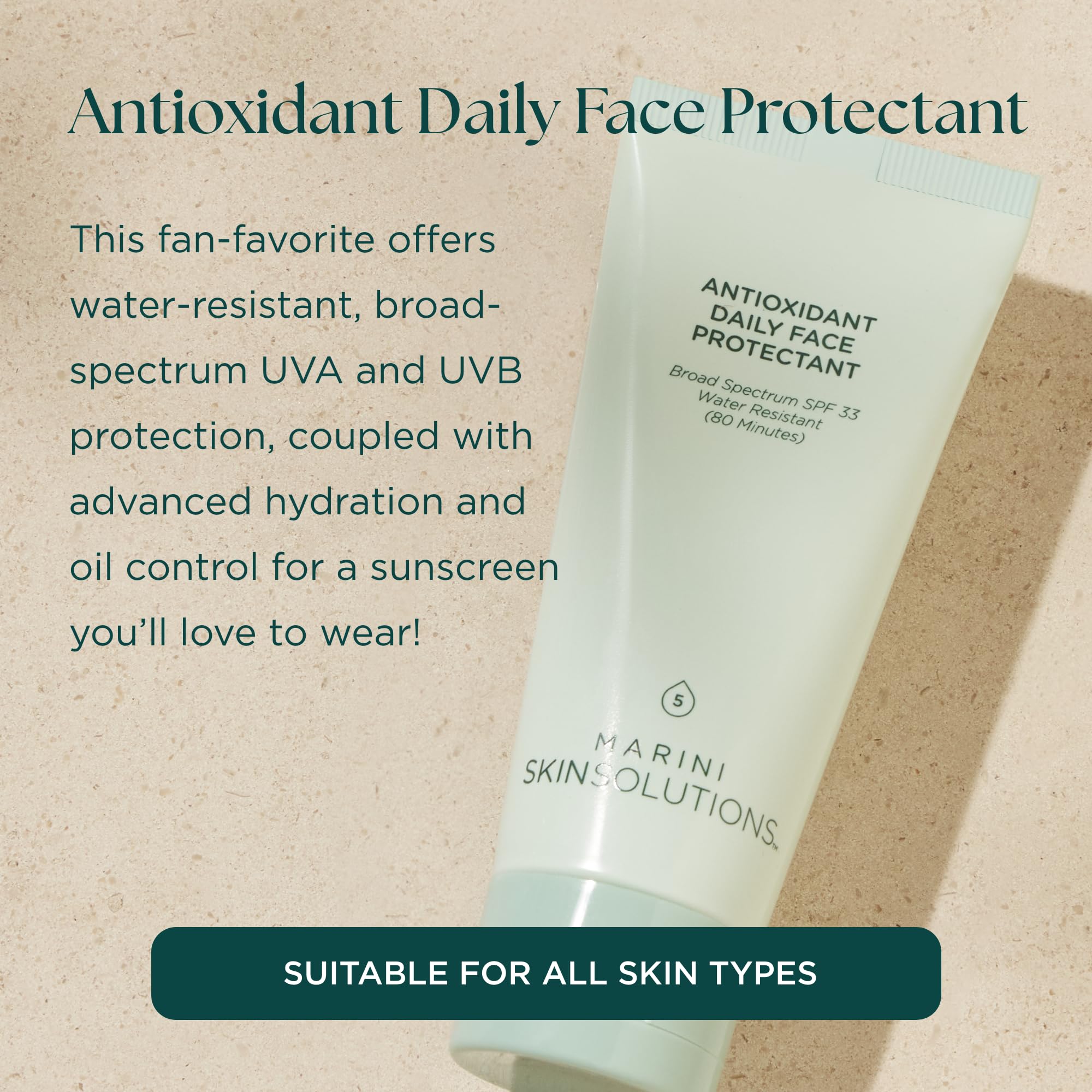 Marini SkinSolutions sunscreen label close-up highlighting cruelty-free, USA-made protection.