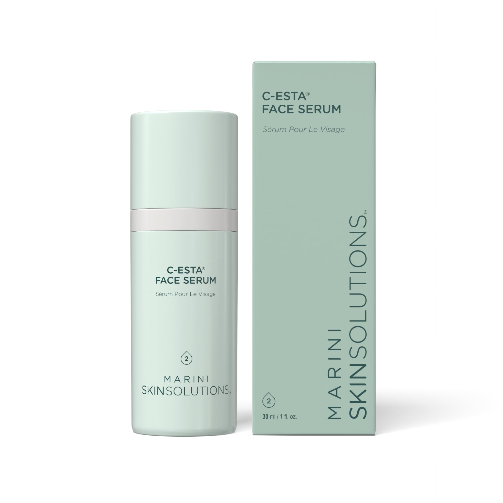 Marini SkinSolutions C-ESTA serum bottle front, antioxidant skin care for all skin types