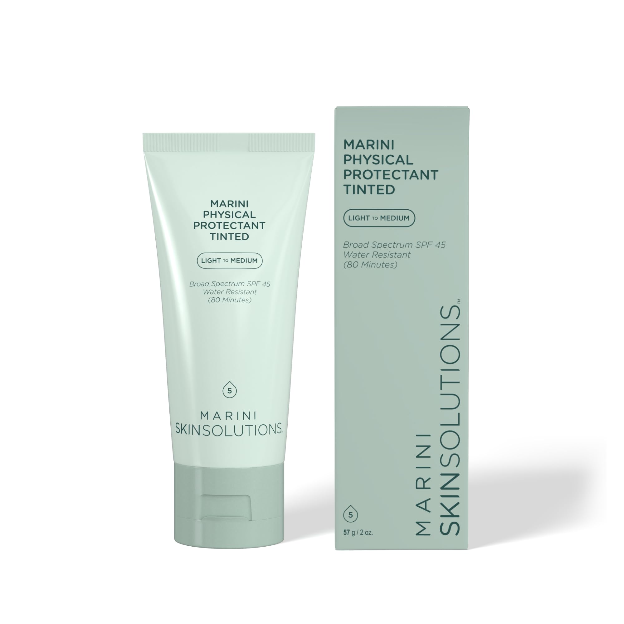 Marini SkinSolutions Physical Protectant Tinted bottle shows a sheer matte finish.