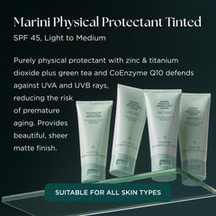 Marini SkinSolutions tinted SPF 45 label signals broad-spectrum protection.