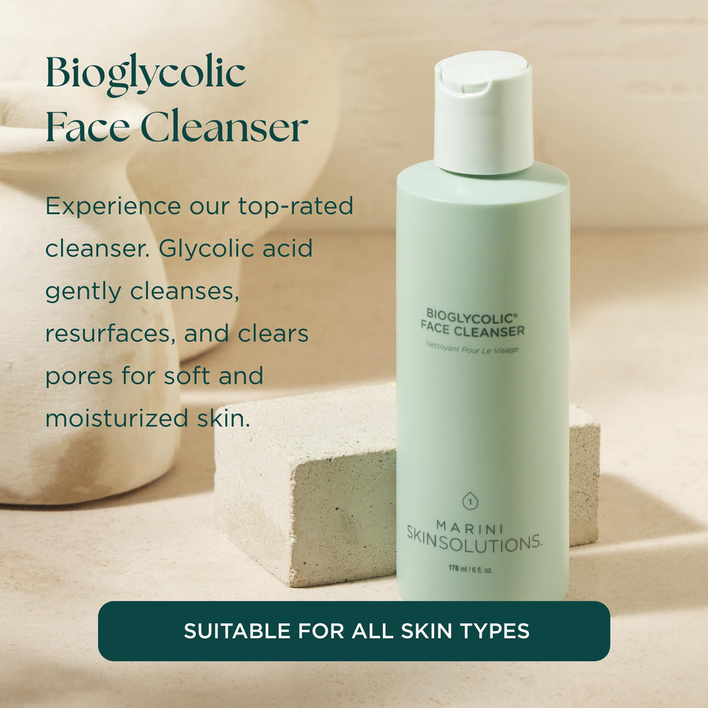 Marini SkinSolutions Bioglycolic Cleanser close-up shows smooth texture for refined pores.