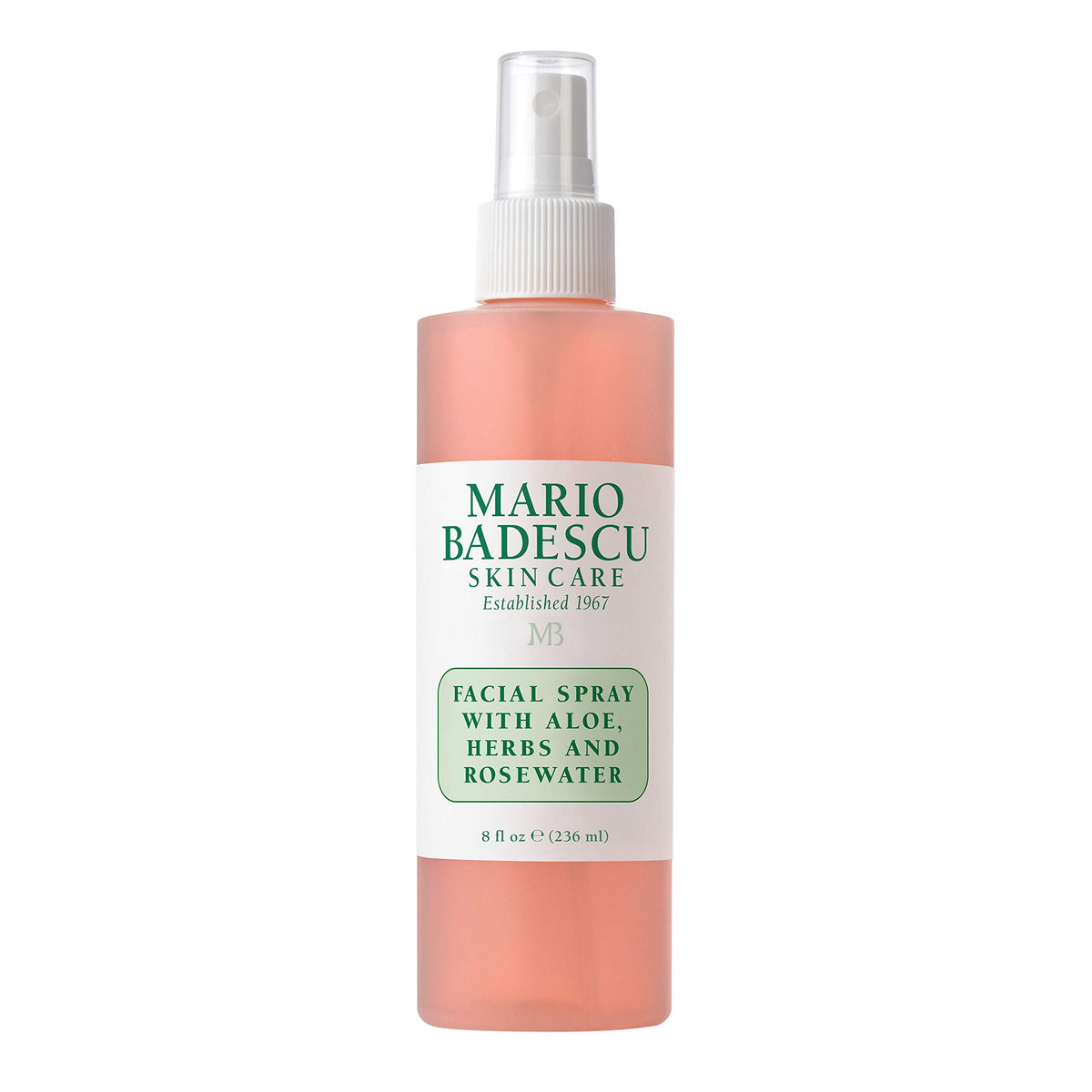 Mario Badescu agua facial rosa-aloe en botella ofrece hidratación instantánea para la piel