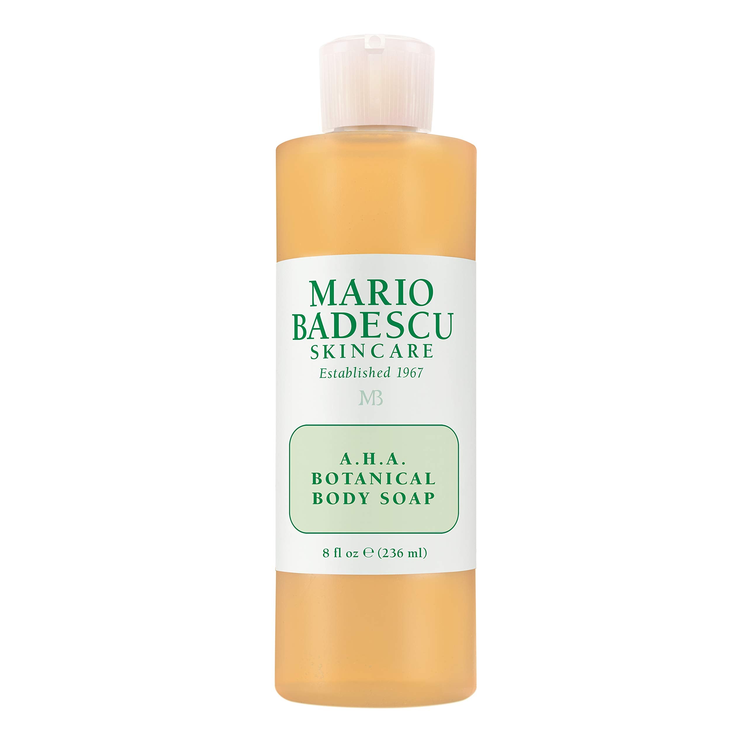 Mario Badescu AHA Botánico, botella elegante, exfolia suavemente para una piel más suave.