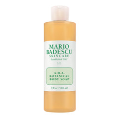 Mario Badescu AHA Botánico, botella elegante, exfolia suavemente para una piel más suave.