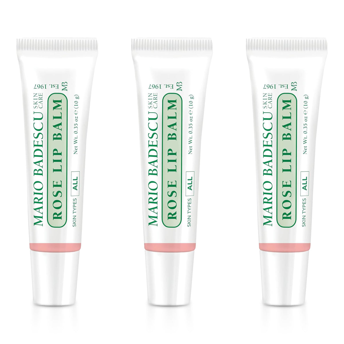 Bálsamo labial Rosa de Mario Badescu en tubo para hidratación diaria.