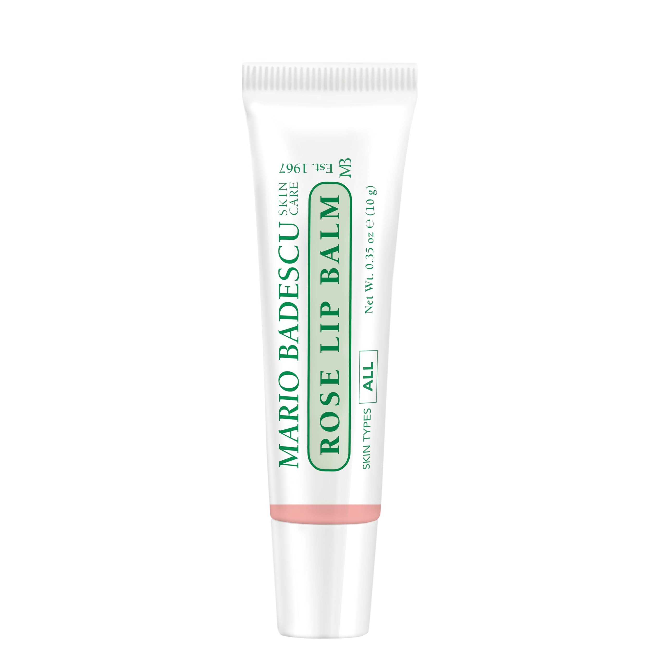 Bálsamo labial rosa de Mario Badescu en tubo para labios suaves y humectados.