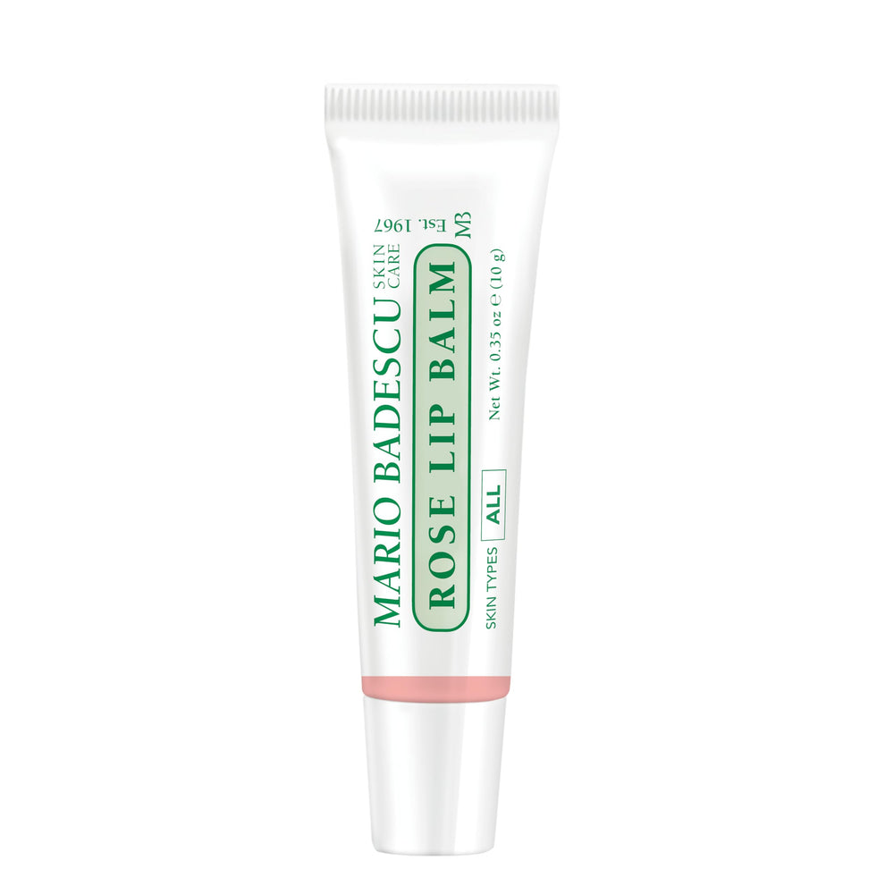 Bálsamo labial rosa de Mario Badescu en tubo para labios suaves y humectados.