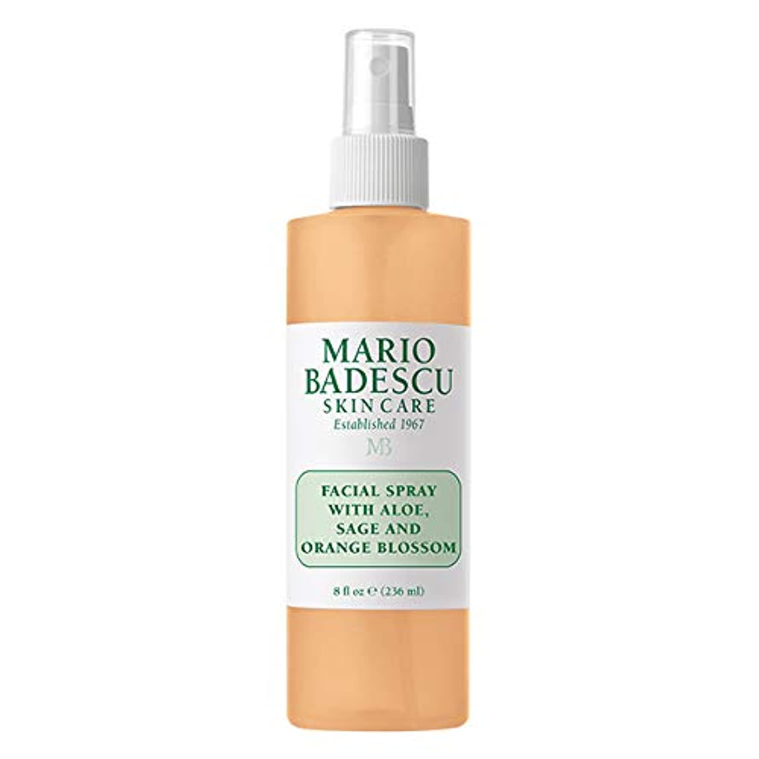 Mario Badescu Bruma facial con flor de azahar en primer plano para hidratación suave.