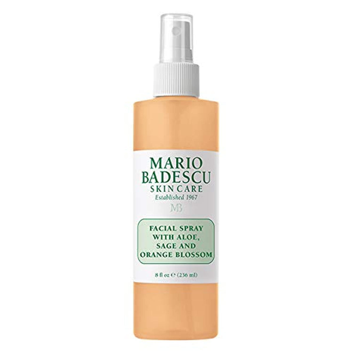 Mario Badescu Bruma facial con flor de azahar en primer plano para hidratación suave.