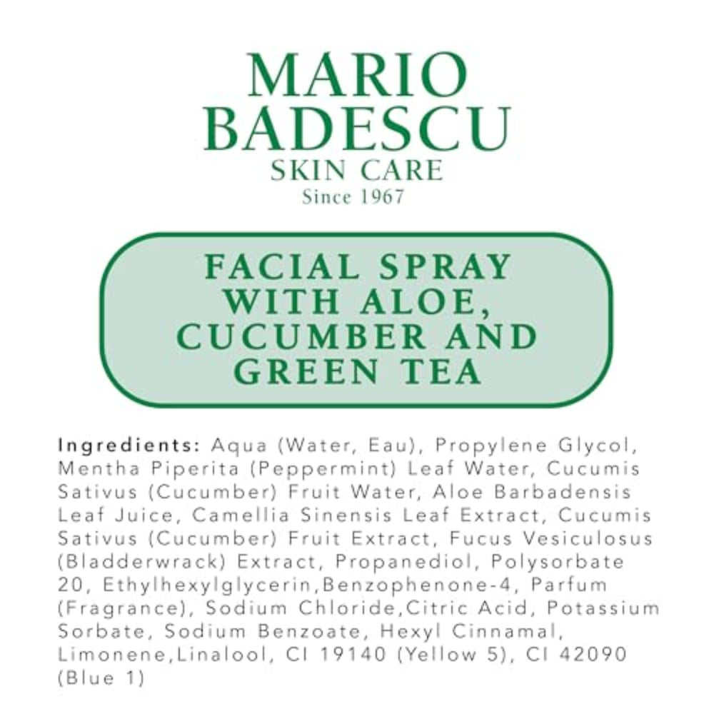 Frasco refrigerado para frescura extra en Mario Badescu bruma facial.