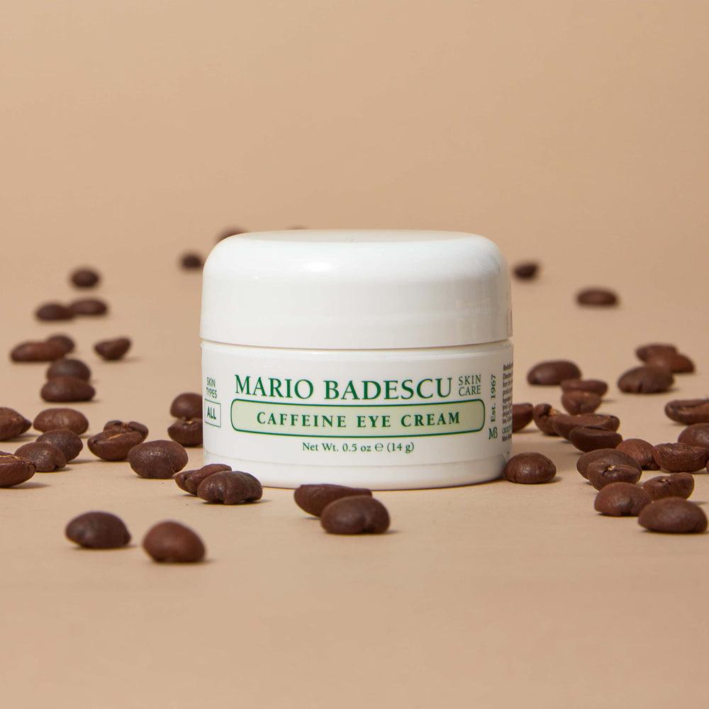 Mario Badescu caffeine eye cream fragrance-free label visible on jar