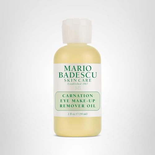 Mario Badescu Carnation Eye Makeup Remover Oil packaging highlights premium oil blend.