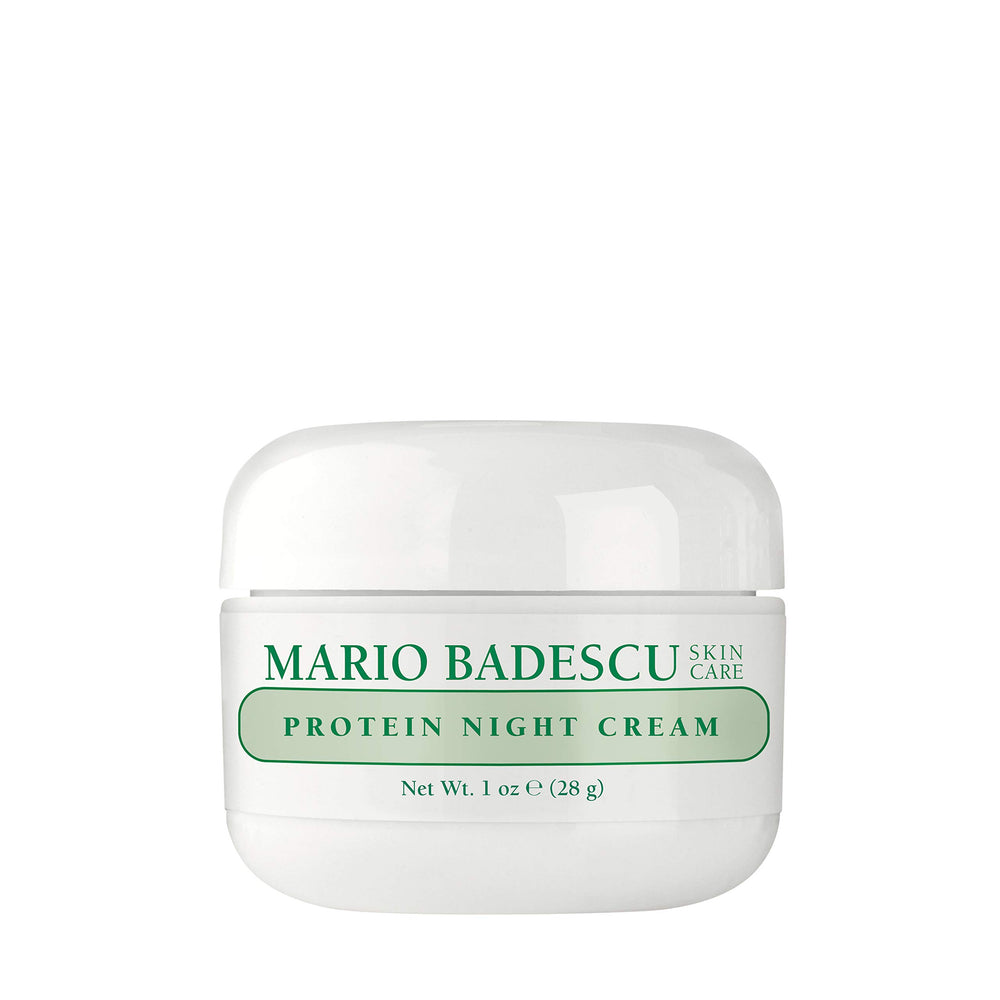 Mario Badescu crema nocturna de proteínas con textura cremosa para hidratación nocturna.