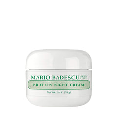 Mario Badescu crema nocturna de proteínas con textura cremosa para hidratación nocturna.